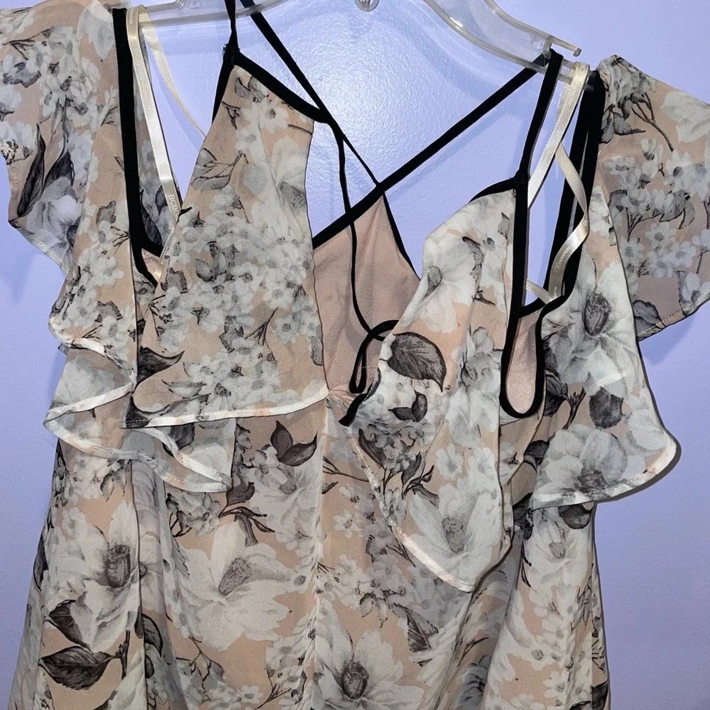 NWT BCBG Eneration - Women’s XXS -Rose Smoke Comb Floral Off the shoulder Dress - Picture 9 of 9